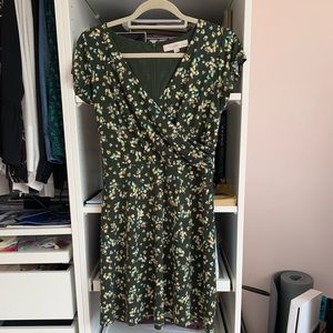 Green Floral faux wrap dress 4 Petite